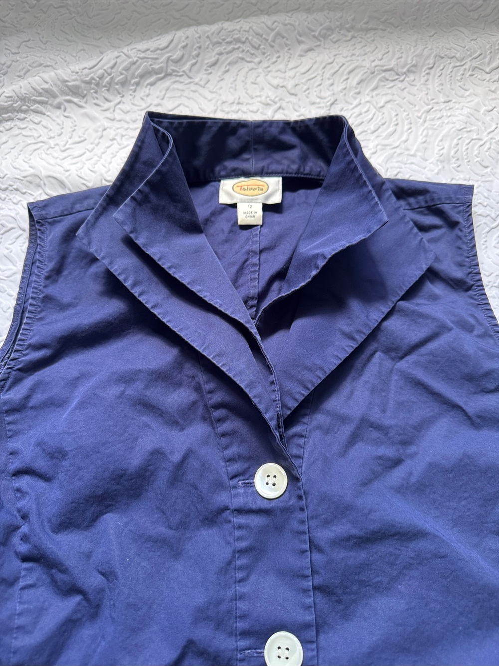 Talbots Navy Sleeveless Button-Front Shirt - Picture 6 of 9